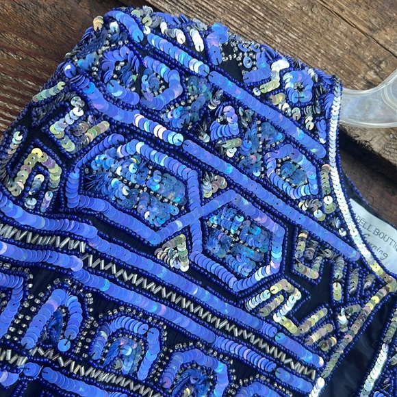 PAPÉLLE BOUTIQUE evening sequin silk vintage latch down jacket fully lined 80s - Picture 6 of 9